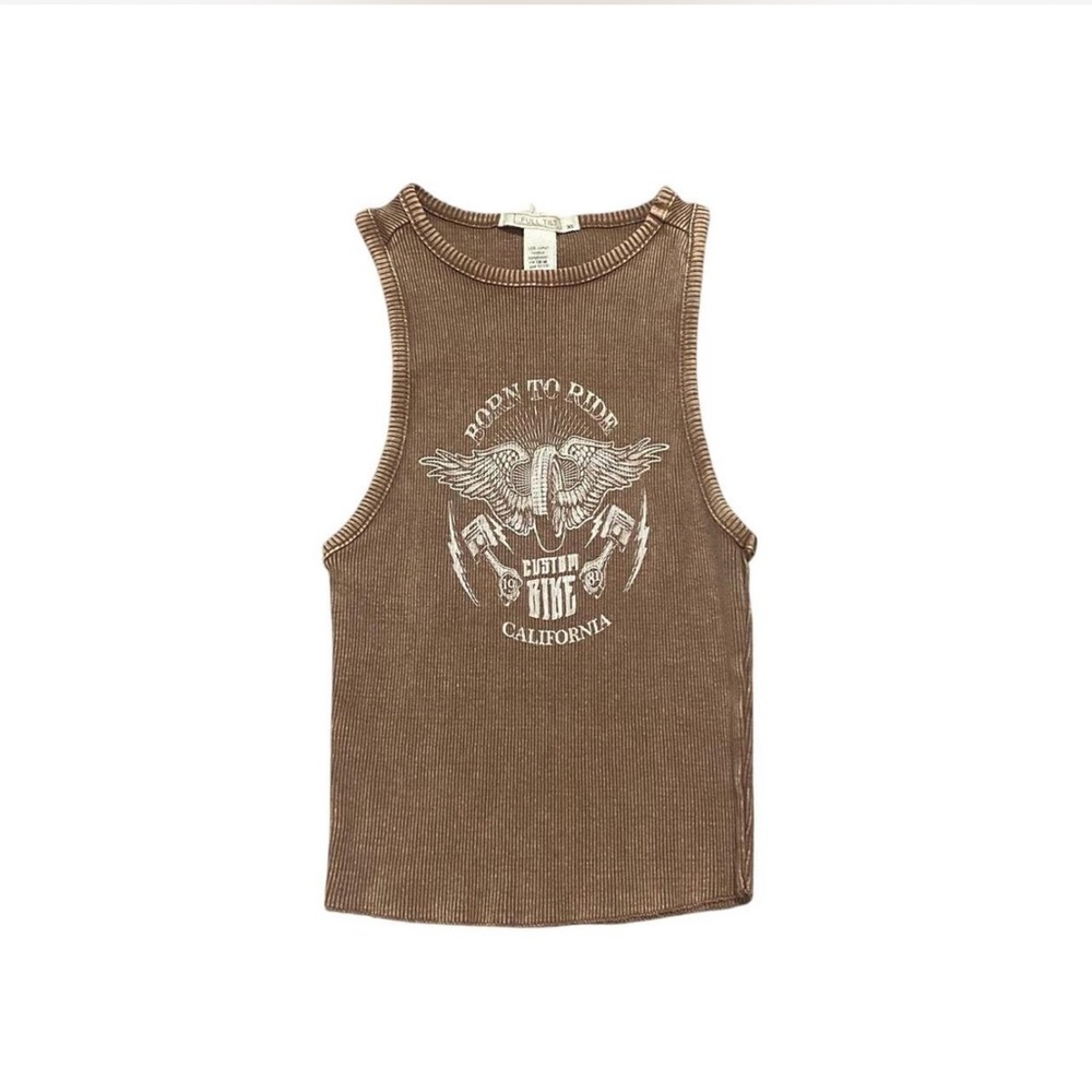 Full Tilt Brown Graphic Tank Top